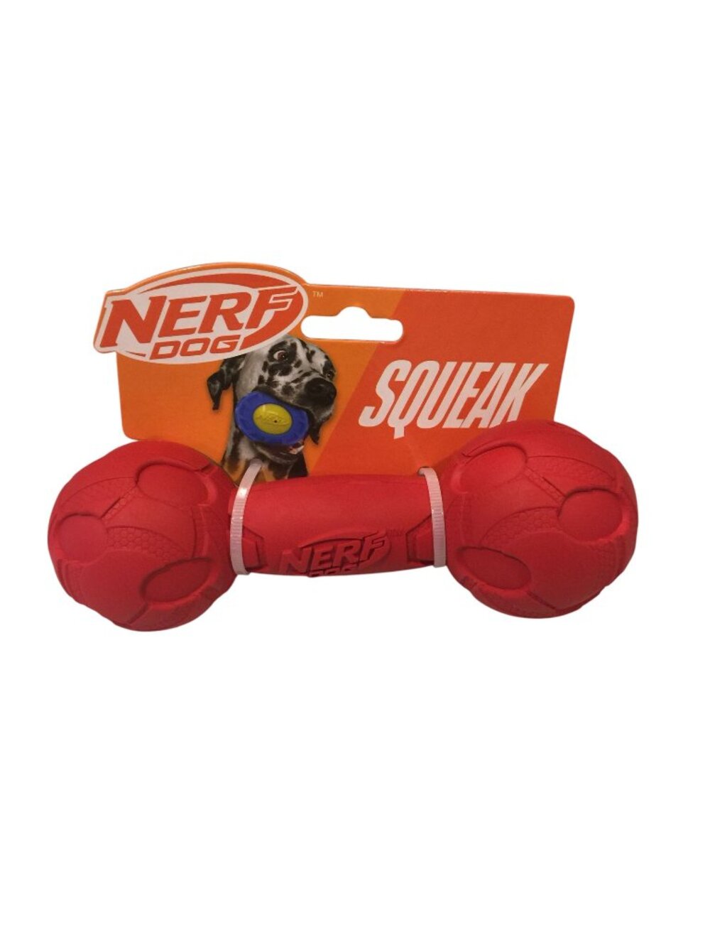 NERF DOG Red Textured Squeak 7" Barbell Dog Toy